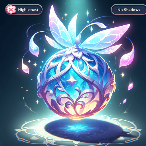 Esfera de hada.
Single Game Texture.  In-Game asset.  2d.  Blank background.  High contrast.  No shadows