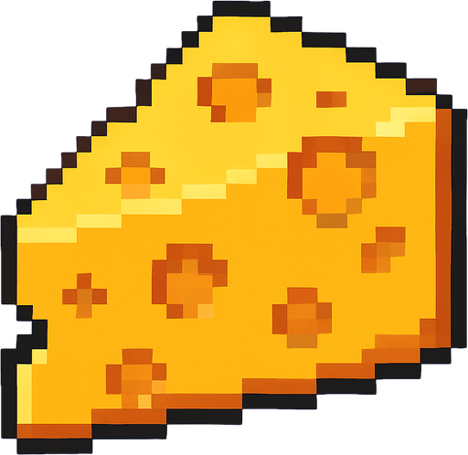 Cheese, pixelart.
In-Game asset.  2d.  High contrast.  No shadows
