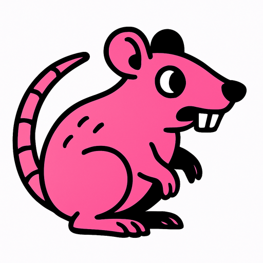 Pink rat.
In-Game asset.  2d.  High contrast.  No shadows