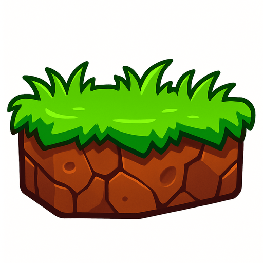 platform with grass.
In-Game asset.  2d.  High contrast.  No shadows