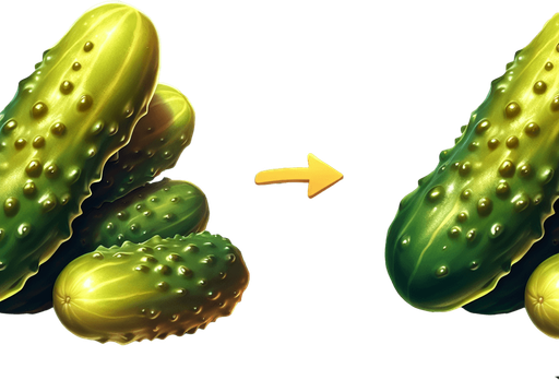 Pickles.
Single Game Texture. In-Game asset. 2d. Blank background. High contrast. No shadows.