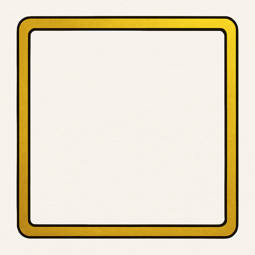 Marco cuadrado, delgado color dorado con un fondo blanco.
In-Game asset.  2d.  High contrast.  No shadows. card