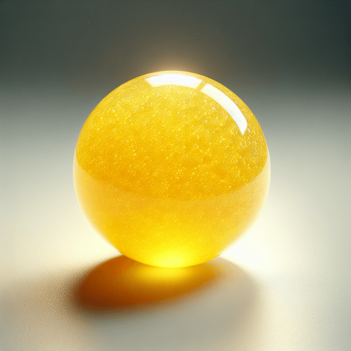 Basic Prompt:
Bright yellow candy, lemon yellow color, smooth surface, sweet and tempting looking treat.
More Detailed Prompt (Optional):
Vibrant, sunny yellow candy, with subtle hints of lemon and gold. It has a smooth, glossy surface, almost like glass. The light catches it just right, creating a small sparkle. The background is slightly blurred.
More Variations to add (Optional):
Shape: Sphere, star, gumball, square, etc.
Texture: Gummy, hard candy, crystalline, etc.
Lighting: Soft, harsh, natural, artificial, etc.
Background: Plain, gradient, candy store, etc.
Additions: Candy wrapper, other candies, etc.
Example Combination Prompt:
Round, bright yellow candy like a gumball. Has a smooth, glossy surface with soft lighting. Hints of lemon and gold colors, p.
Single Game Texture.  In-Game asset.  2d.  Blank background.  High contrast.  No shadows