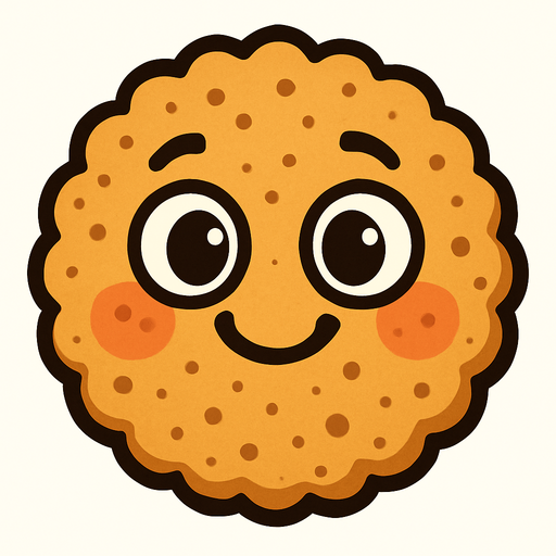 Bana tatlı üzerinde bir yüz olan kurabiye çiz.
In-Game asset.  2d.  High contrast.  No shadows