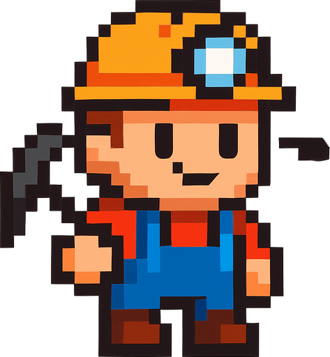 Minero pixart cute.
In-Game asset.  2d.  High contrast.  No shadows