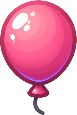 pembe balon.
Single Game Texture.  In-Game asset.  2d.  Blank background.  High contrast.  No shadows