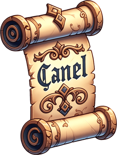 A scroll that reads Cancel on it. A cancel button with scroll type estetics.
Single Game Texture.  In-Game asset.  2d.  Blank background.  High contrast.  No shadows