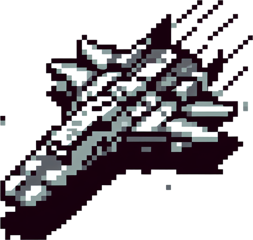pixel space ship.
Single Game Texture.  In-Game asset.  2d.  Blank background.  High contrast.  No shadows
