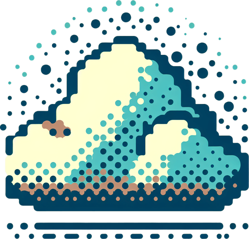 cloud. Dot picture. Single Game Texture. In-Game asset. 2d. Blank background. High contrast. No shadows.