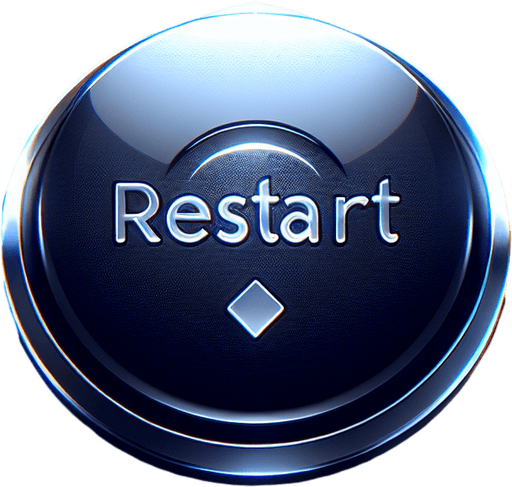 button with the word restart on it.
Single Game Texture. In-Game asset. 2d. Blank background. High contrast. No shadows.