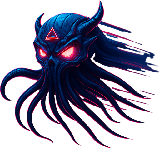 Suspended midair, flying fast, tentacles behind, fully in frame no edges cut off