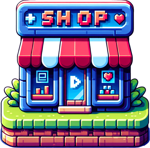 Shop_icon.
Single Game Texture.  In-Game asset.  2d.  Blank background.  High contrast.  No shadows