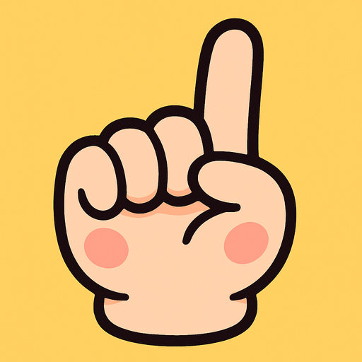 Una mano cerrada con el dedo indici estirado, debe ser cute.
In-Game asset.  2d.  High contrast.  No shadows