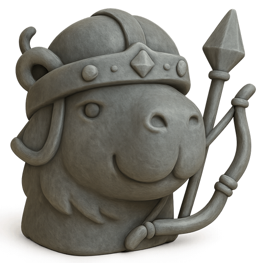 Recrealo en una escultura. Utiliza un estilo cartoon. Usas colores grises azulados. Recuerda que es un capibara usas sus rasgos y formas. Damelo sin fondo