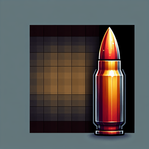 Пуля.
Single Game Texture. In-Game asset. 2d. Blank background. High contrast. No shadows.