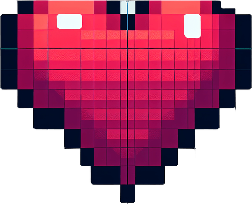 pixelated heart.
Single Game Texture.  In-Game asset.  2d.  Blank background.  High contrast.  No shadows