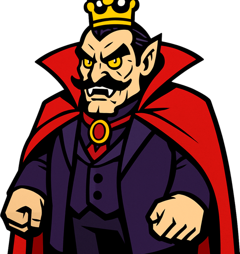 big dracula baron.
In-Game asset.  2d.  High contrast.  No shadows