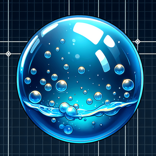 A realistic buble of water.
Single Game Texture. In-Game asset. 2d. Blank background. High contrast. No shadows.