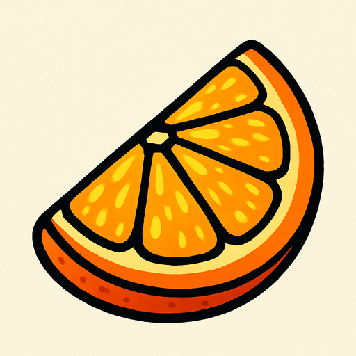Trozo de naranja fruta.
In-Game asset.  2d.  High contrast.  No shadows