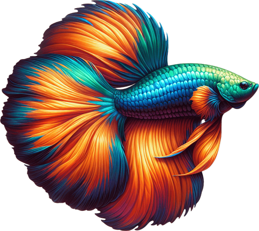 A realistic bettafish swiming to the right.
Single Game Texture. In-Game asset. 2d. Blank background. High contrast. No shadows.