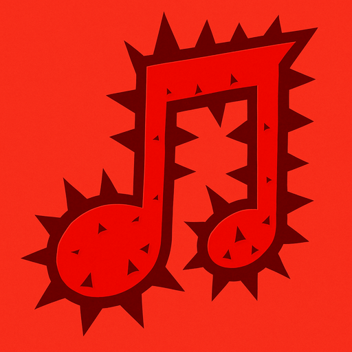 Red Spike "Music Note" shape.
In-Game asset.  2d.  High contrast.  No shadows