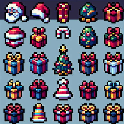 pixel art of a christmas present. Single Game Texture. In-Game asset. 2d. Blank background. High contrast. No shadows.