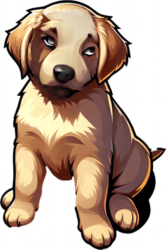 sad puppy. Single Game Texture. In-Game asset. 2d. High contrast.