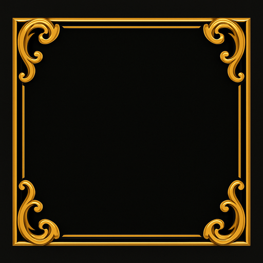 Quiero un rectangulo elegante con colores dorados en las esquinas.
In-Game asset.  2d.  High contrast.  No shadows