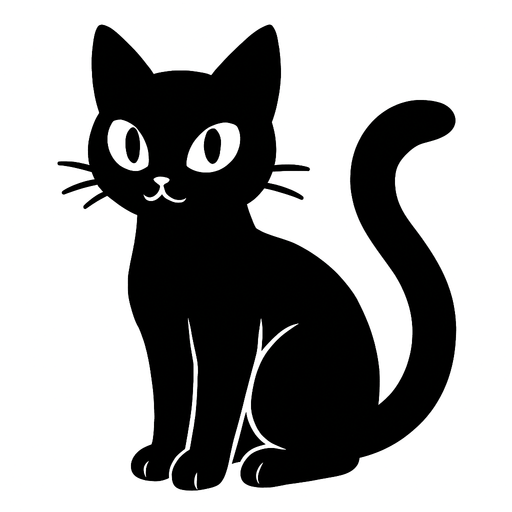 siyah bir kedi.
In-Game asset.  2d.  High contrast.  No shadows