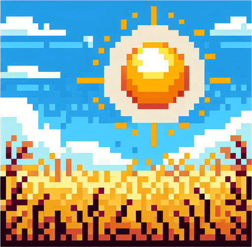 pixel sunny field height is bigger than width..
Single Game Texture. In-Game asset. 2d. Blank background. High contrast. No shadows.
