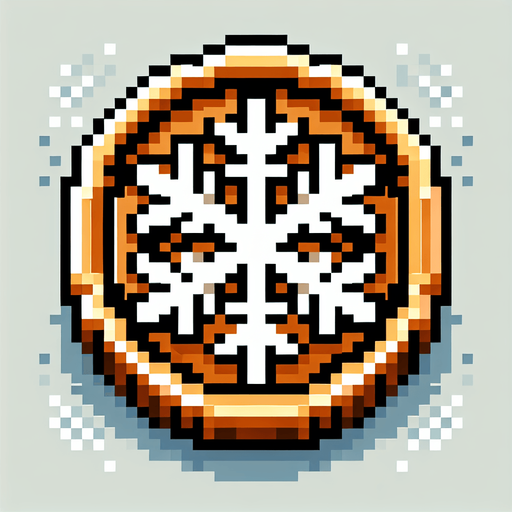 game coin with a snowflake symbol. pixelated. 8 bit. Single Game Texture. In-Game asset. 2d. Blank background. High contrast. No shadows.