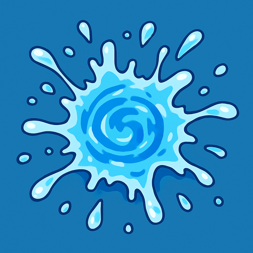 cold water splash 2d illustration. top-view perspective.
In-Game asset.  2d.  High contrast.  No shadows