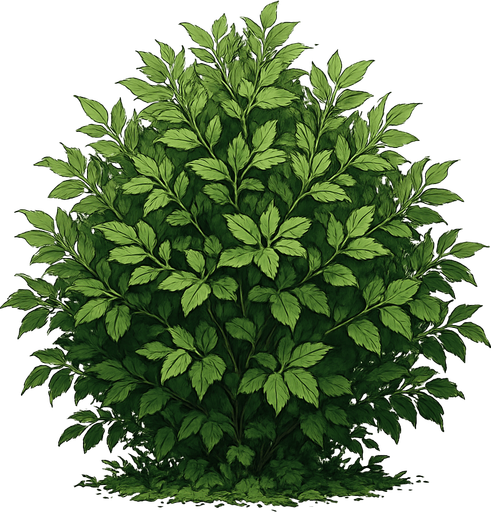 un arbusto ultra realista.
In-Game asset.  2d.  High contrast.  No shadows