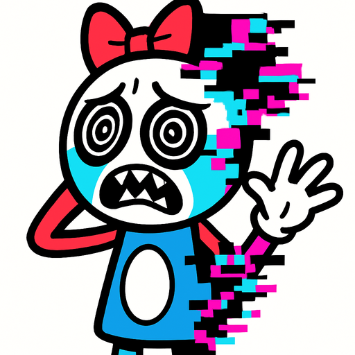 Pibby glitch pomni.
In-Game asset.  High contrast.  No shadows