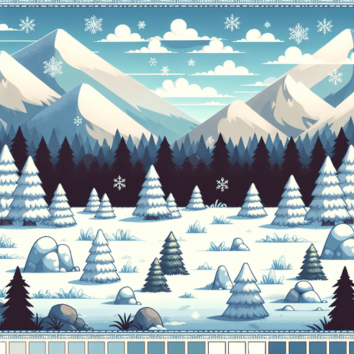 повторяющийся задний фон, только снег.
Single Game Texture.  In-Game asset.  2d.  Blank background.  High contrast.  No shadows