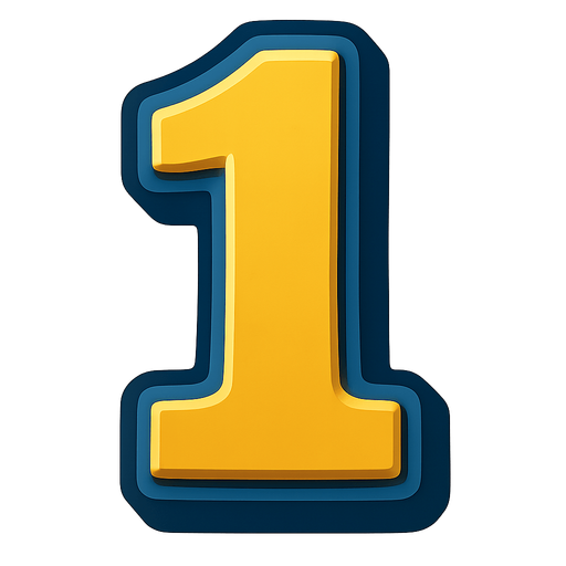 the number 1.
In-Game asset.  2d.  High contrast.  No shadows