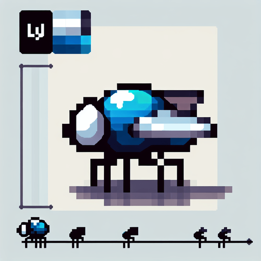 pixel fly facing left.
Single Game Texture.  In-Game asset.  2d.  Blank background.  High contrast.  No shadows