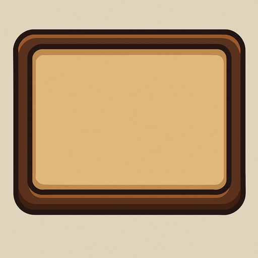 A tan dialog box background with a dark brown border..
In-Game asset.  2d.  High contrast.  No shadows. Cartoon style. 3D image