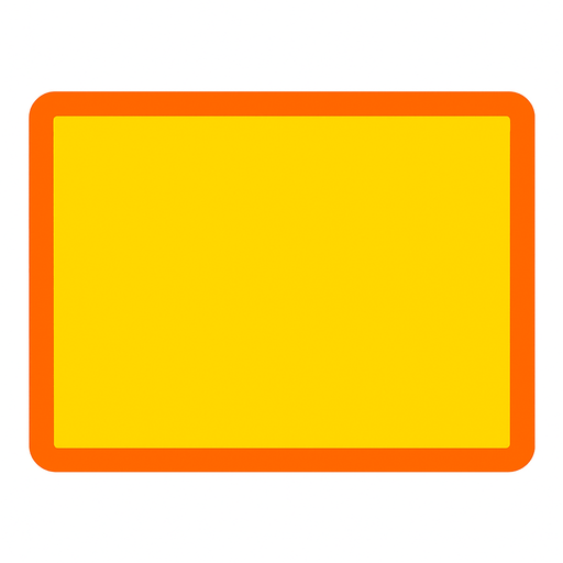Hace un rectángulo amarillo con un borde naranja una.
In-Game asset.  2d.  High contrast.  No shadows