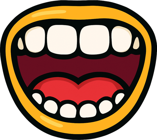 Open happy mouth with round teeth.
In-Game asset.  2d.  High contrast.  No shadows