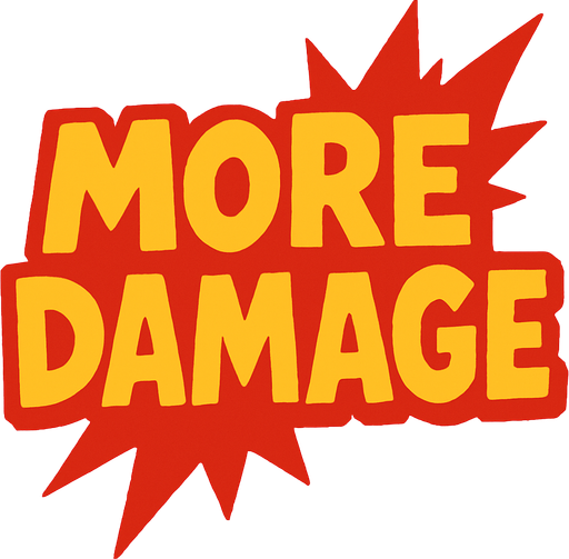 mas daño pero escrito en ingles.
In-Game asset.  2d.  High contrast.  No shadows