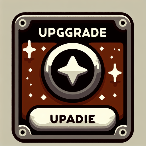 upgrade button.
Single Game Texture. In-Game asset. 2d. Blank background. High contrast. No shadows.