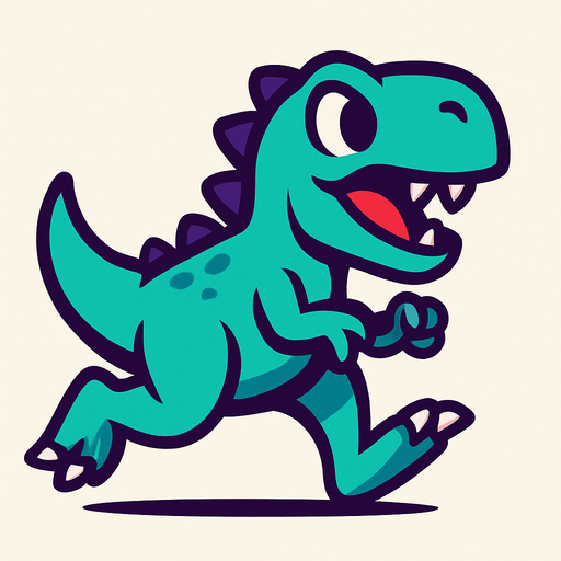 running dinosour.
In-Game asset.  2d.  High contrast.  No shadows