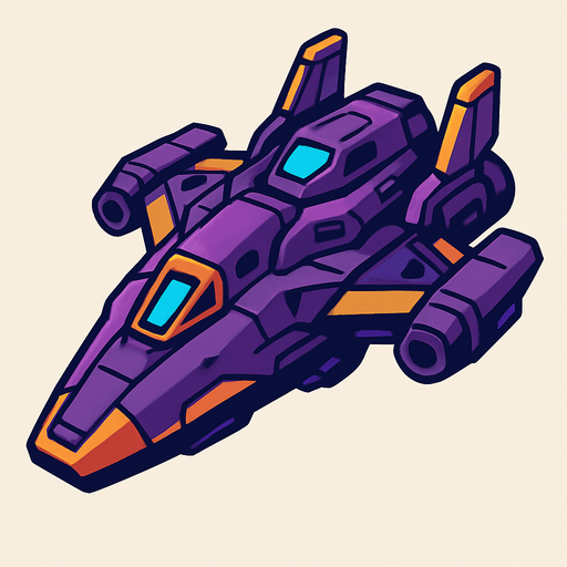 future space ship.
In-Game asset.  2d.  High contrast.  No shadows