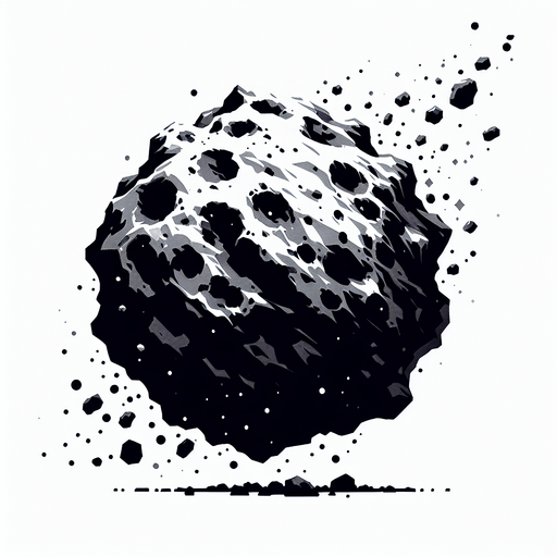Asteroid.
Single Game Texture.  In-Game asset.  2d.  Blank background.  High contrast.  No shadows