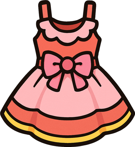 cute designer dress top view..
In-Game asset.  2d.  High contrast.  No shadows