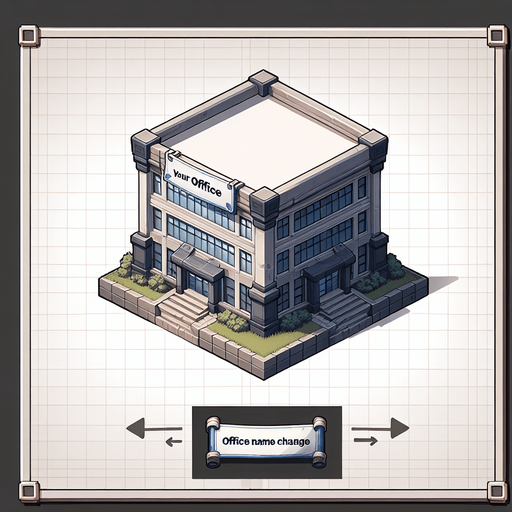 A square building having a banner where we can change name of aur office.
Single Game Texture. In-Game asset. 2d. Blank background. High contrast. No shadows.