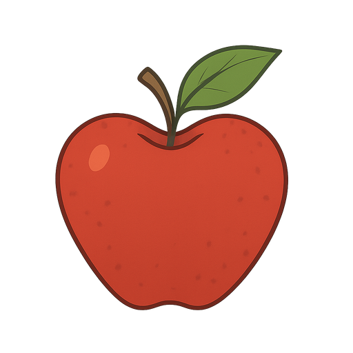 apple. No background. Transparent background. Blank background. No shadows. 2d. In-Game asset. flat