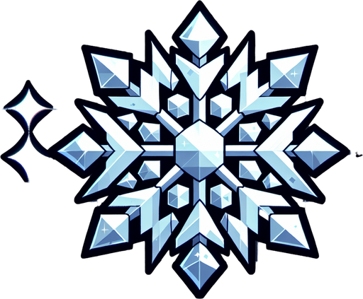 a single cartoon snowflake.
Single Game Texture. In-Game asset. 2d. Blank background. High contrast. No shadows.