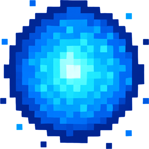 bola de luz azul de pixeles.
In-Game asset.  2d.  High contrast.  No shadows